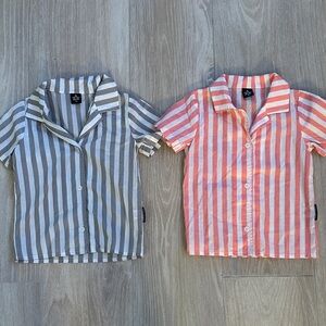 Striped Kids Button Down Shirts - Gray and Red
